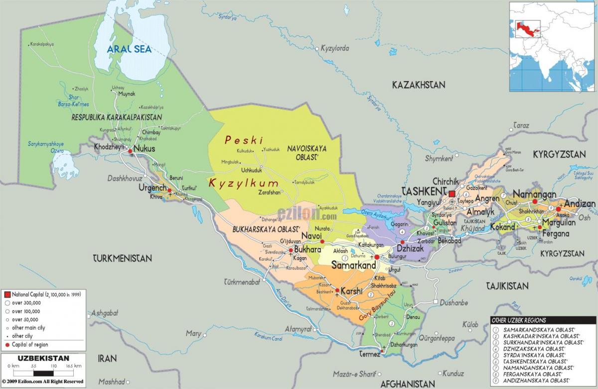 지도 우즈베키스탄