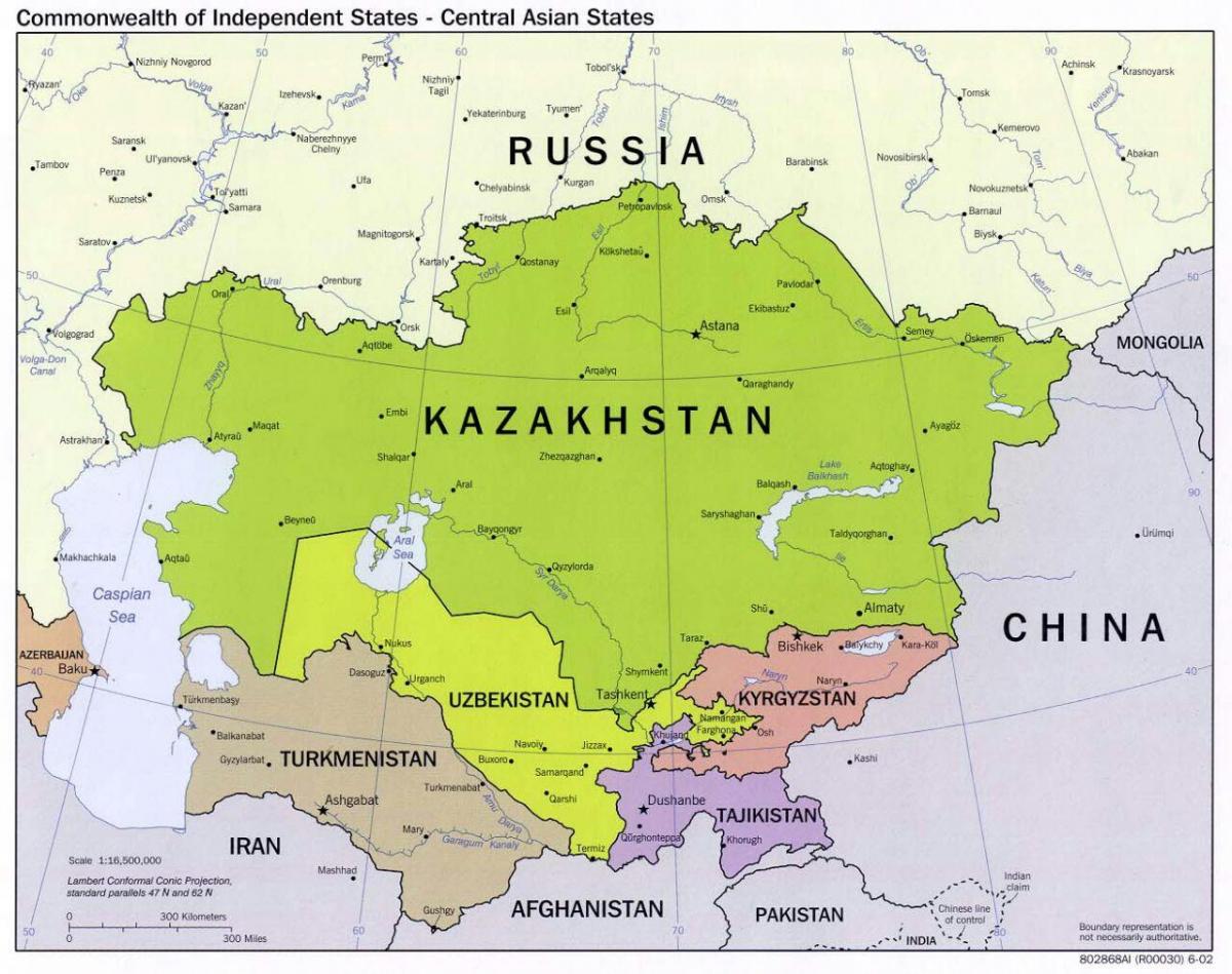 우즈베키스탄 러시아 맵